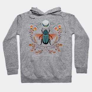 Scarab Ornament Design with Horn Flowers Hoodie